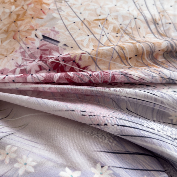 91家纺网 家纺一手货源 找家纺 新月家纺（锦威郎） 2024新款全棉加厚长绒棉数码印花四件套系列 绣球朵朵-蓝