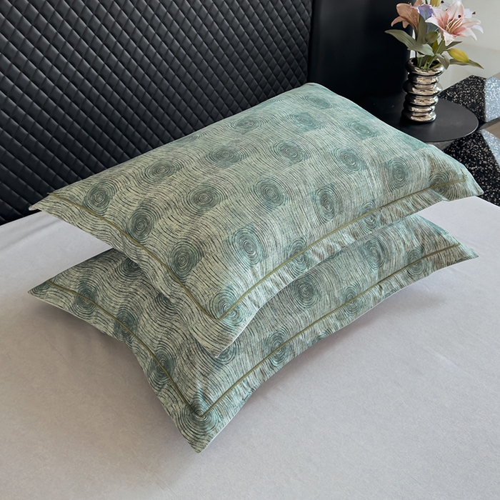 91家纺网 家纺一手货源 找家纺 新月家纺（锦威郎） 2024新款全棉加厚长绒棉数码印花四件套系列 菲尔顿-绿