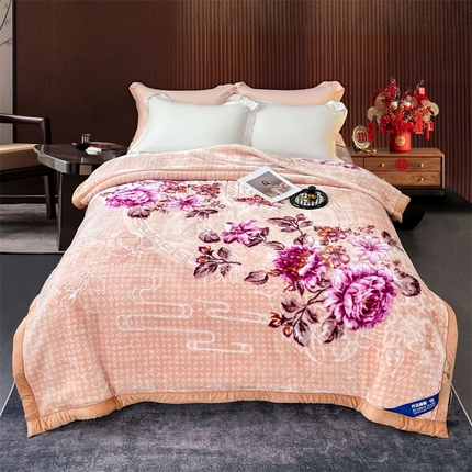 凯轩毛毛毯毯子网销专供 2024新款花开盛世5D婚庆云毛毯毯子 花开盛世-玉色