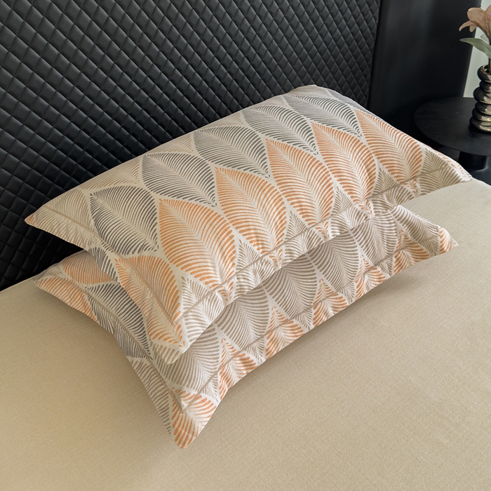 91家纺网 家纺一手货源 找家纺 新月家纺（锦威郎） 2024新款全棉加厚长绒棉数码印花四件套系列 时光信笺-桔