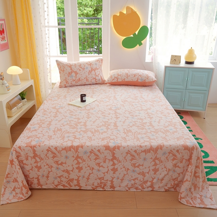 91家纺网 家纺一手货源 找家纺 菡宝 2024新款雕花绒230g全消光牛奶绒四件套及单品 - 单床单 笙如夏花粉