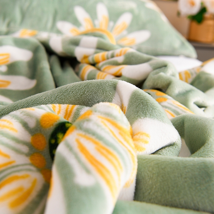 91家纺网 家纺一手货源 找家纺 圣楚 2024新款300g加厚保暖云貂绒双面毯子办公室午睡毛毯直播 雏菊