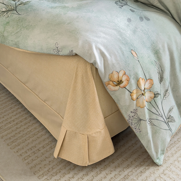 91家纺网 家纺一手货源 找家纺 新月家纺（锦威郎） 2024新款全棉加厚长绒棉数码印花四件套系列 奥莉花园-绿