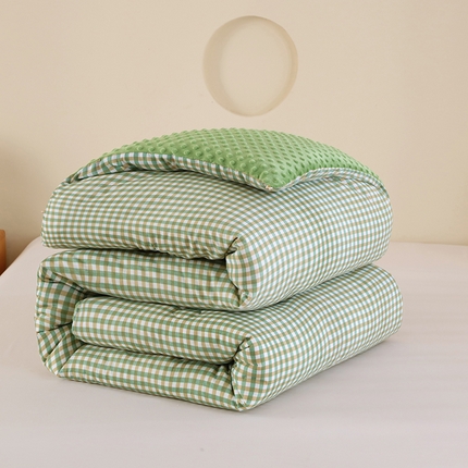 爱宝被业 2025新款水洗棉双层纱豆豆绒被 克洛迪雅-绿