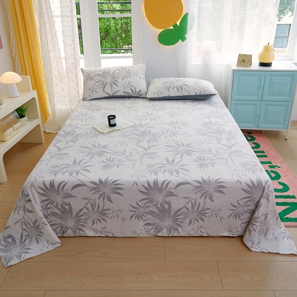 菡宝 2024新款雕花绒230g全消光牛奶绒四件套及单品 - 单床单 枝叶韵律灰