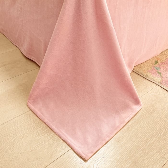 91家纺网 家纺一手货源 找家纺 慕澄家纺 2024新款纯色双拼牛奶绒四件套 奶白+柔粉