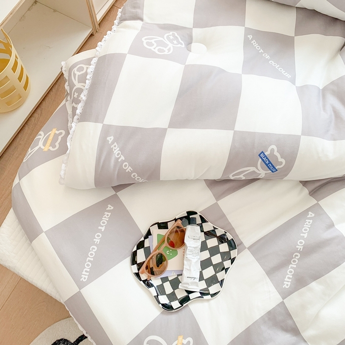 91家纺网 家纺一手货源 找家纺 心卓婴童馆 2025新款针织棉印花被子冬被被芯被子系列-成人图 灰大格