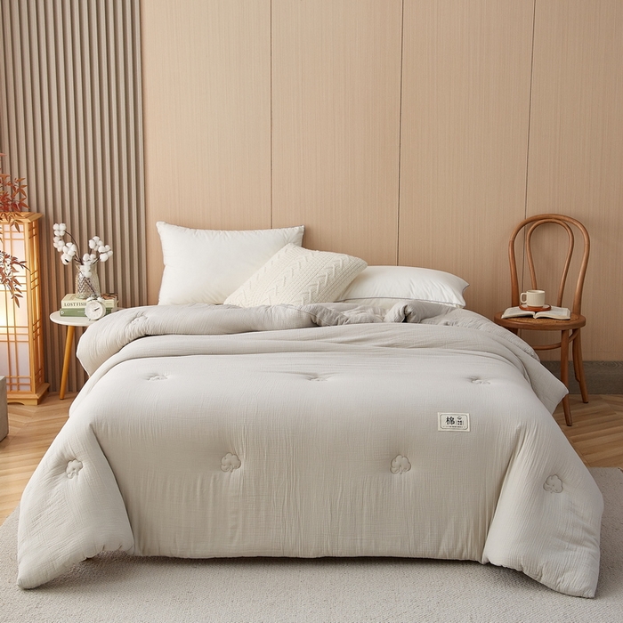 91家纺网 家纺一手货源 找家纺 猎鹿人家纺 2024新款A类原棉新疆棉花被春秋被冬被 摩卡灰