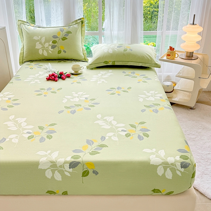 91家纺网 家纺一手货源 找家纺 家贝爱 2024新款加厚生态全棉磨毛床笠 翠影花枝