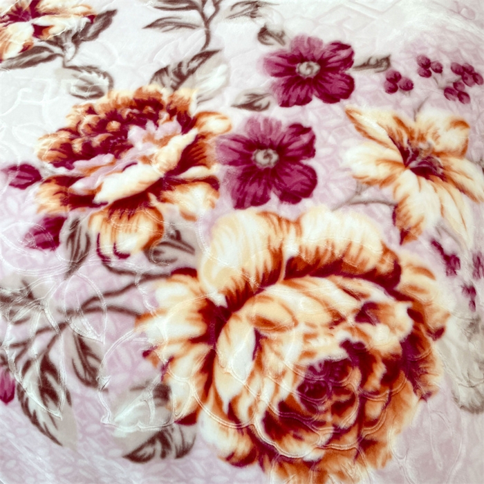 91家纺网 家纺一手货源 找家纺 凯轩毛毛毯毯子网销专供 2024新款花开盛世5D婚庆云毛毯毯子 花开盛世-浅紫