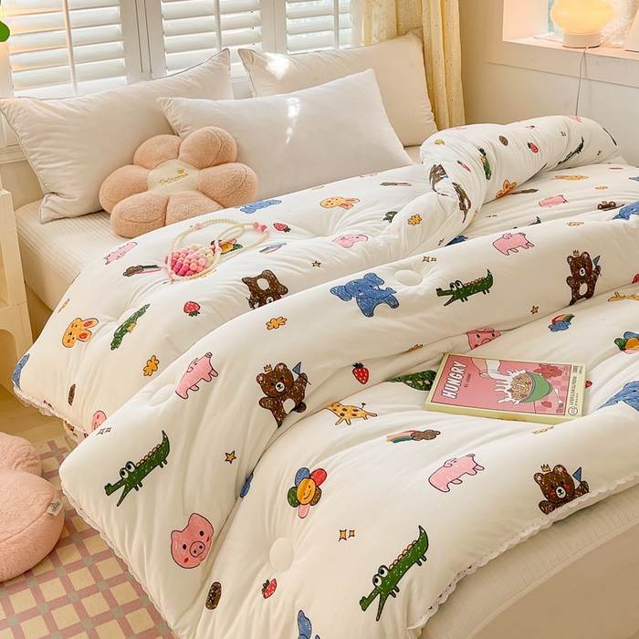 91家纺网 家纺一手货源 找家纺 心卓婴童馆 2025新款针织棉印花被子冬被被芯被子系列-成人图 动物集