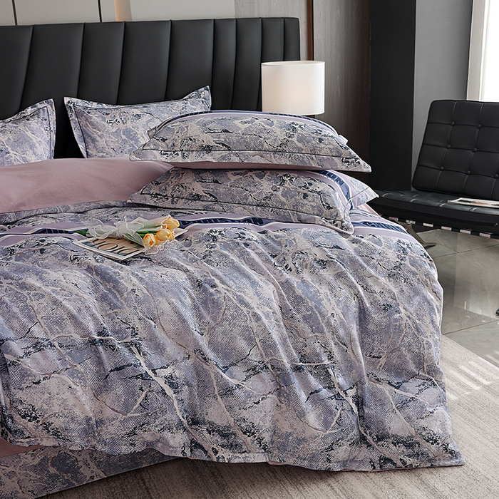 91家纺网 家纺一手货源 找家纺 新月家纺（锦威郎） 2024新款全棉加厚长绒棉数码印花四件套系列 卡其洛-兰