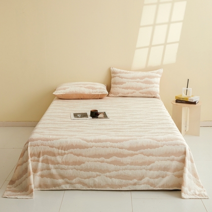 菡宝 2024新款雕花绒230g全消光牛奶绒单床单-行云流水 米杏