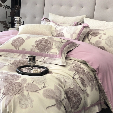 91家纺网 家纺一手货源 找家纺 （总）薏思家纺 2025新款全棉生态磨毛数码印花高奢撞色四件套-繁花系列Blossoms