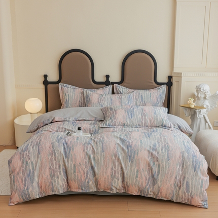 新月家纺（锦威郎） 2024新款全棉加厚长绒棉数码印花四件套系列 莫妮卡-蓝