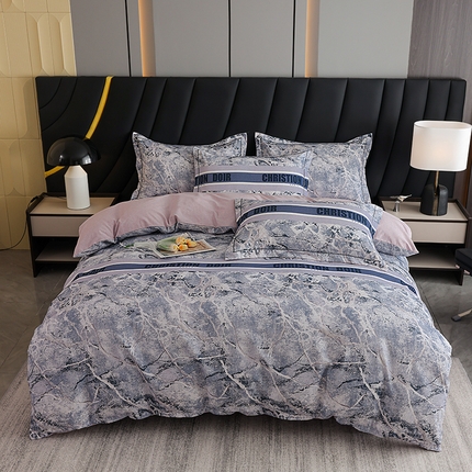 91家纺网 家纺一手货源 找家纺 新月家纺（锦威郎） 2024新款全棉加厚长绒棉数码印花四件套系列 卡其洛-兰