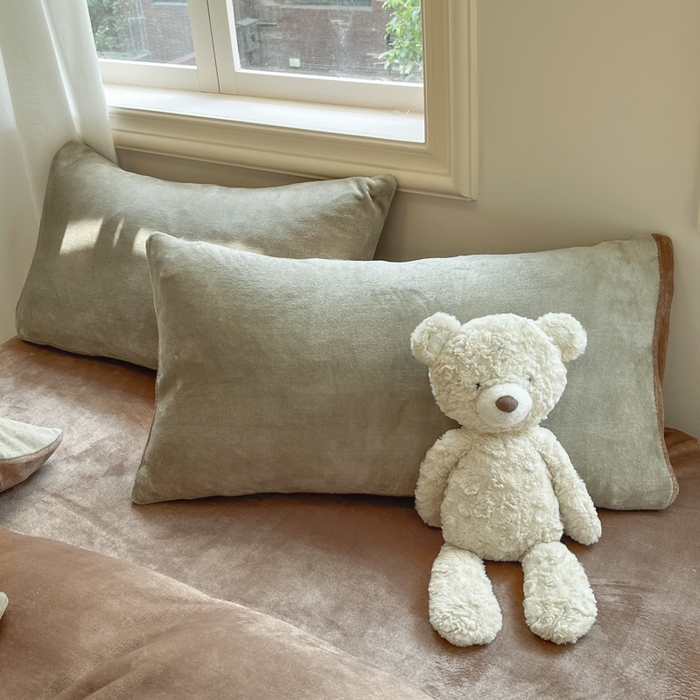 91家纺网 家纺一手货源 找家纺 慕澄家纺 2024新款纯色双拼牛奶绒四件套 灰+浅棕