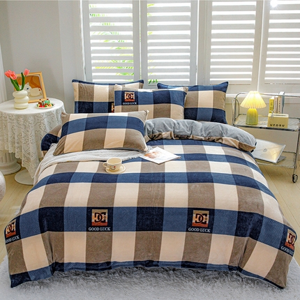 奥虎家纺2024新款加厚牛奶绒印花四件套格调