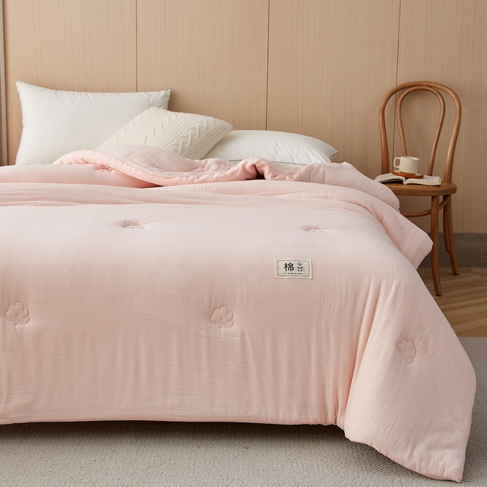 91家纺网 家纺一手货源 找家纺 猎鹿人家纺 2024新款A类原棉新疆棉花被春秋被冬被 荷花粉