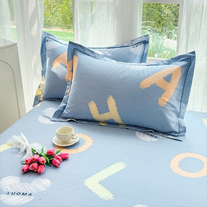 91家纺网 家纺一手货源 找家纺 家贝爱 2024新款加厚生态全棉磨毛床笠 奇妙字母