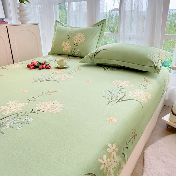 91家纺网 家纺一手货源 找家纺 家贝爱 2024新款加厚生态全棉磨毛床笠 半夏花语