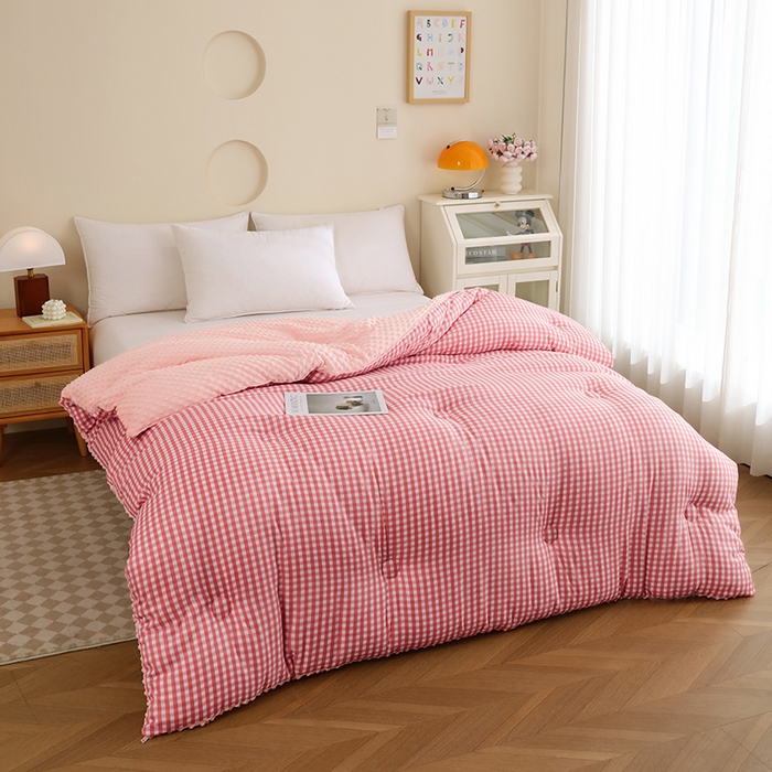 91家纺网 家纺一手货源 找家纺 （总）爱宝被业 2025新款水洗棉双层纱豆豆绒被