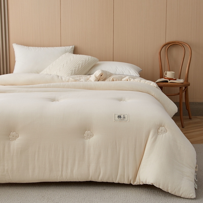 91家纺网 家纺一手货源 找家纺 猎鹿人家纺 2024新款A类原棉新疆棉花被春秋被冬被 月牙白