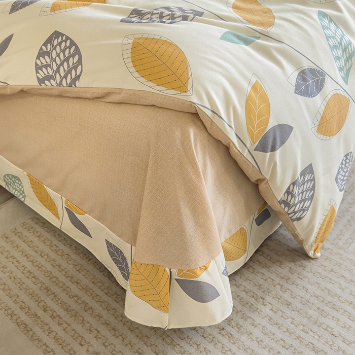 91家纺网 家纺一手货源 找家纺 新月家纺（锦威郎） 2024新款全棉加厚长绒棉数码印花四件套系列 清风随心-黄