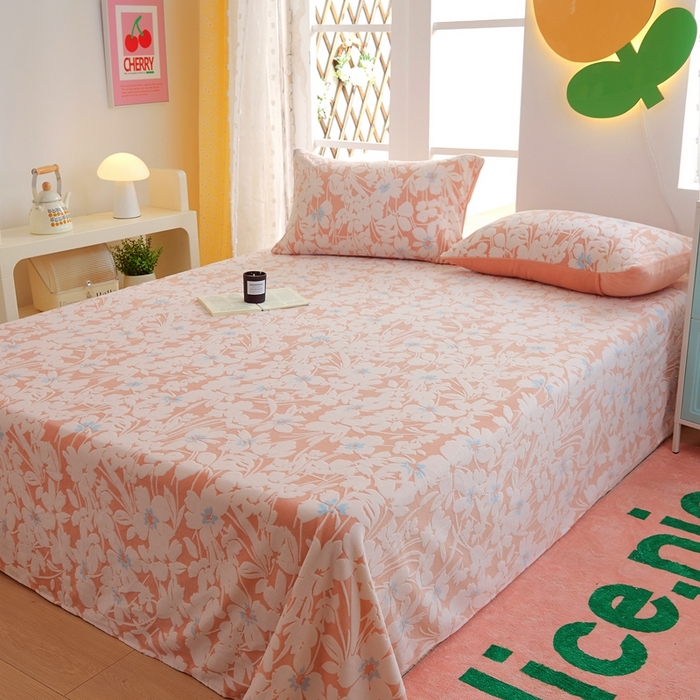 91家纺网 家纺一手货源 找家纺 菡宝 2024新款雕花绒230g全消光牛奶绒四件套及单品 - 单床单 笙如夏花粉