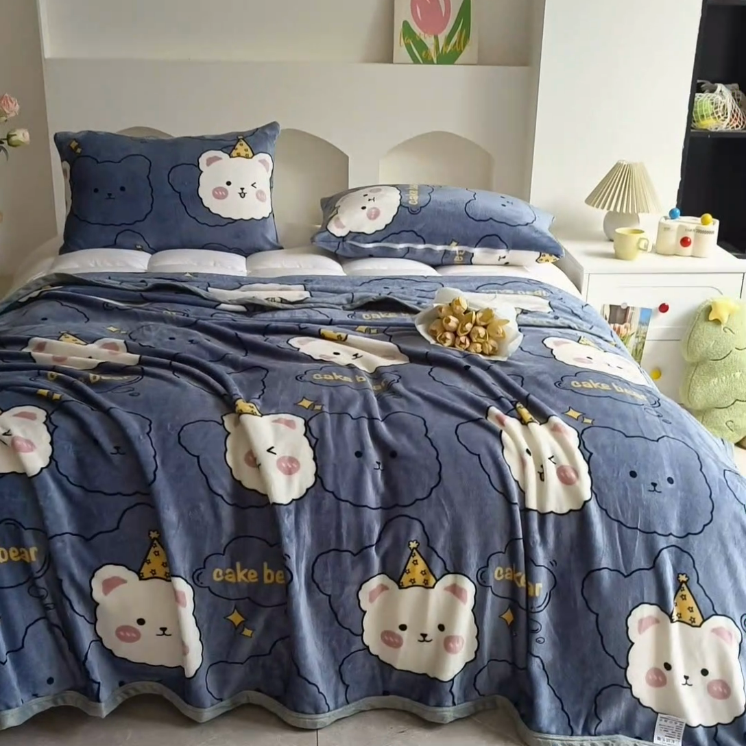 91家纺网 家纺一手货源 找家纺 梵心 2025新款云貂绒毛毯法兰绒毛毯牛奶绒毛毯爆款盖毯直播跨境专供-可定制克重  幸运猫