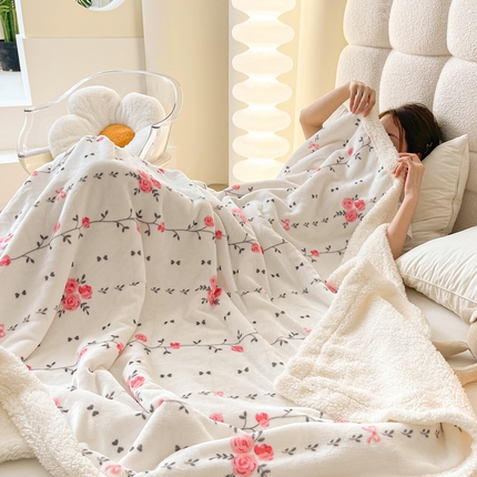 91家纺网 家纺一手货源 找家纺 （总）雅萱家纺 2024新款羊羔绒+牛奶绒毛毯披肩毯盖毯系列二