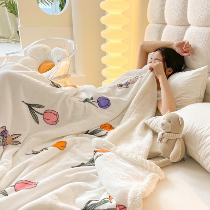 91家纺网 家纺一手货源 找家纺 （总）雅萱家纺 2024新款羊羔绒+牛奶绒毛毯披肩毯盖毯系列二