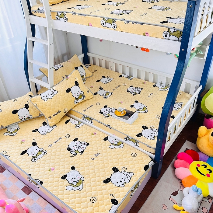 91家纺网 家纺一手货源 找家纺 小虾米 2024新款加厚上下床牛奶绒夹棉床笠款 小奶狗