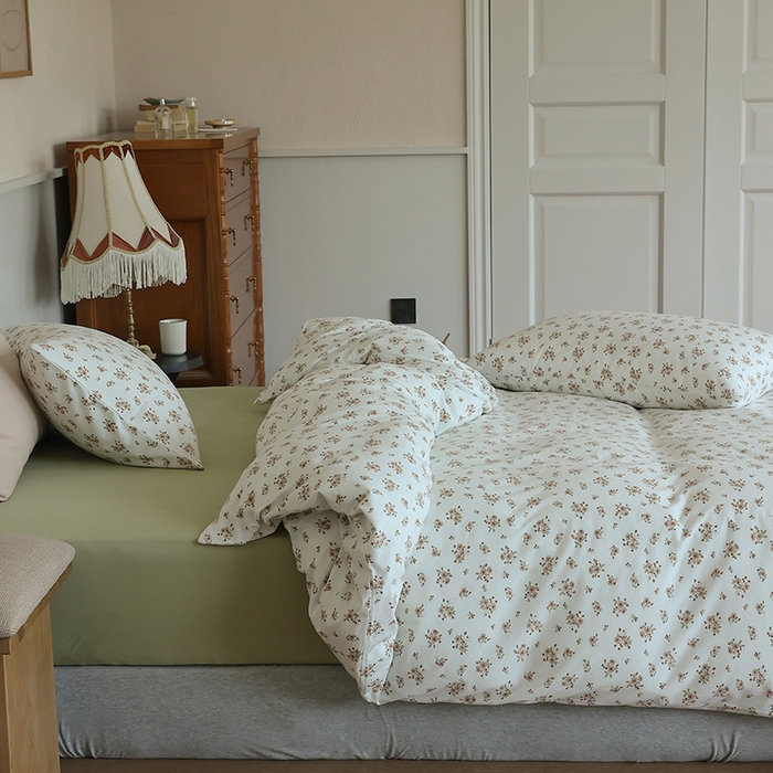 91家纺网 家纺一手货源 找家纺 梦可莱家居 2024新款A类亲肤舒适全棉针织棉四件套 田园