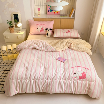 91家纺网 家纺一手货源 找家纺 （总）2024新款卡通大版高克重牛奶绒豆豆被四件套