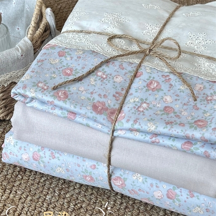 2024新款全棉印花双层纱四件套--蕾丝花边款尽染