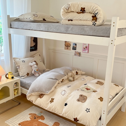 91家纺网 家纺一手货源 找家纺 （总）川悦生活 2024新款ENW加厚牛奶绒宿舍三件套