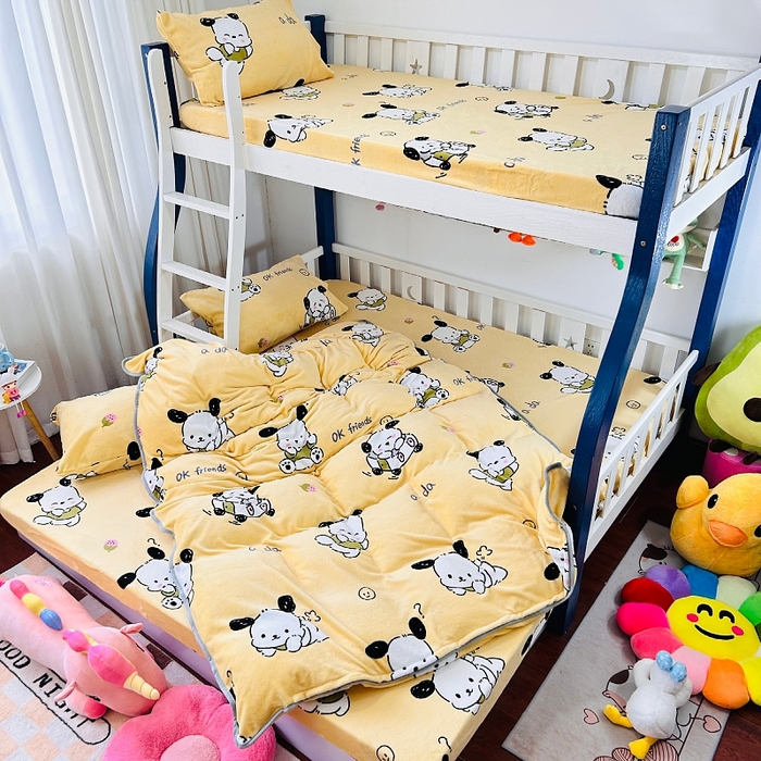 91家纺网 家纺一手货源 找家纺 小虾米 2024新款加厚上下床牛奶绒单被套 小奶狗