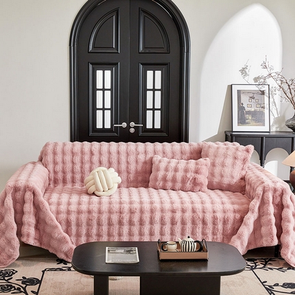 91家纺网 家纺一手货源 找家纺 （总）可恩欣 2025新款贵妇级绒兔毛沙发毯-风格一【跨境供货】可真空压缩