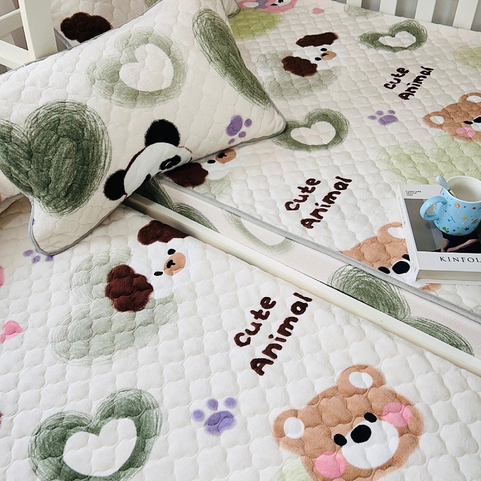 91家纺网 家纺一手货源 找家纺 小虾米 2024新款加厚上下床牛奶绒夹棉床笠款 洛可可