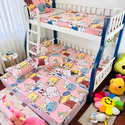 小虾米 2024新款加厚上下床牛奶绒夹棉床笠款 开心女孩