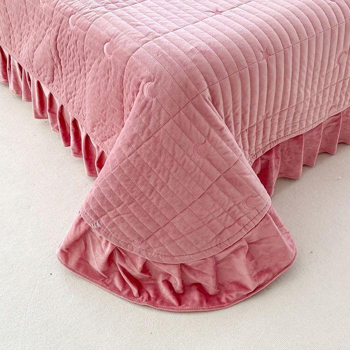 91家纺网 家纺一手货源 找家纺 美伦美焕 2024新款宝宝绒星月床盖四件套 星月 豆沙