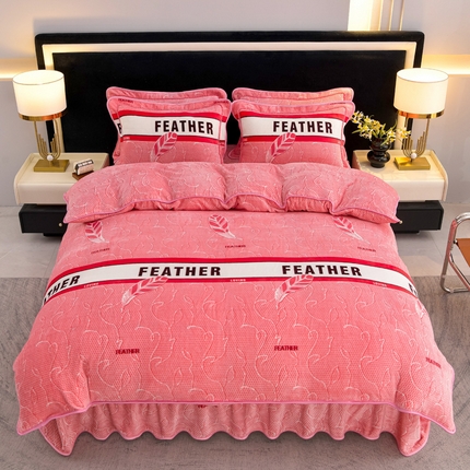 2025新款牛奶绒印花床裙四件套系列-四件套 梦羽