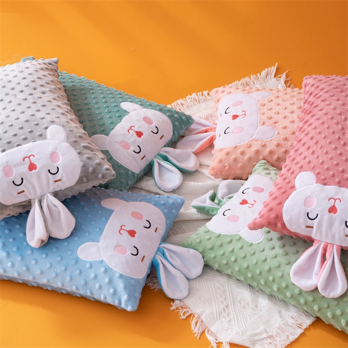 91家纺网 家纺一手货源 找家纺 （总）织布人 2024新款荞麦枕豆豆绒小兔1-12岁儿童枕学生枕头套+荞麦枕芯