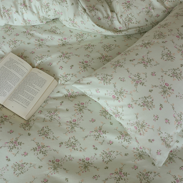 91家纺网 家纺一手货源 找家纺 梦可莱家居 2024新款A类亲肤舒适全棉针织棉四件套 芬芳-绿