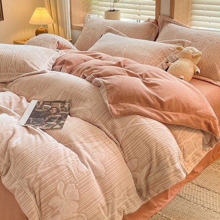 91家纺网 家纺一手货源 找家纺 （总）简如 2025新款A类加厚冰岛立体雕花牛奶绒浮雕绒四件套（有买家秀）