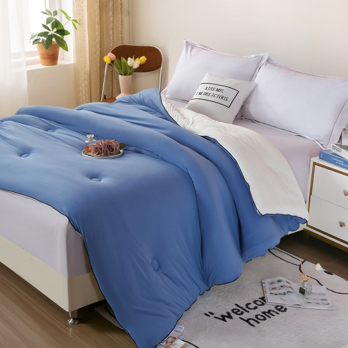 91家纺网 家纺一手货源 找家纺 丝薇雅 2024新款雪绒棉立体冬被 蓝色