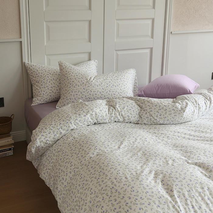 91家纺网 家纺一手货源 找家纺 梦可莱家居 2024新款A类亲肤舒适全棉针织棉四件套 蓝心