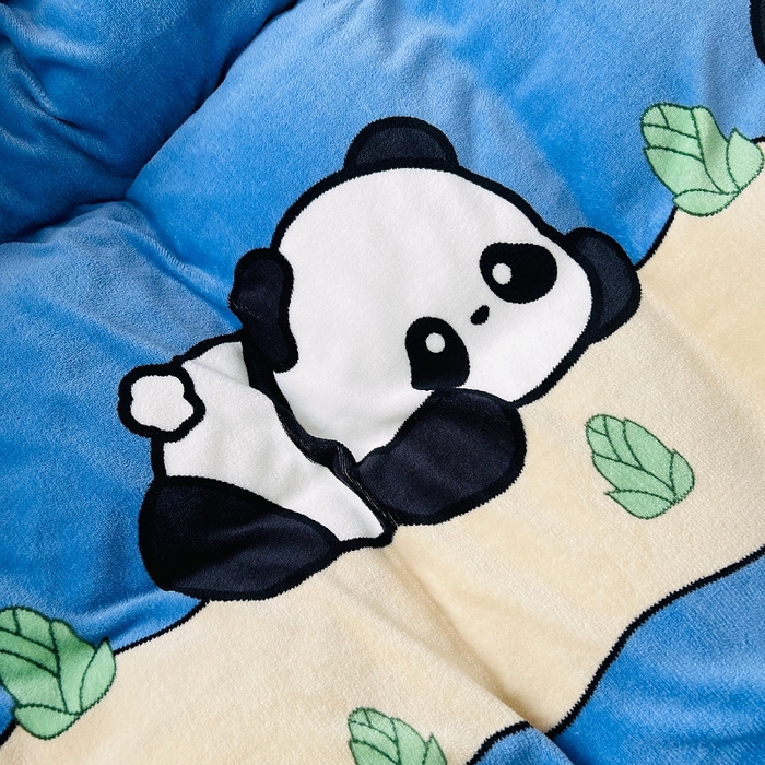 91家纺网 家纺一手货源 找家纺 小虾米 2024新款加厚上下床牛奶绒单被套 熊猫帕帕