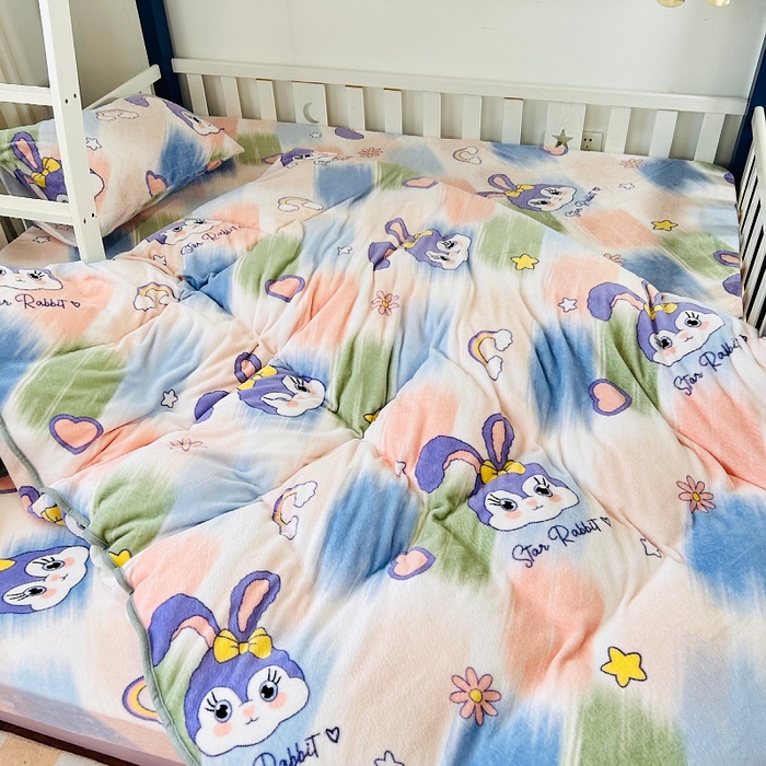 91家纺网 家纺一手货源 找家纺 小虾米 2024新款加厚上下床牛奶绒单被套 星黛兔